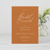 Moderner Minimal Burnt Orange Bridal Brunch Einladung (Stehend Vorderseite)