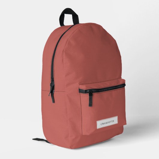 Moderner Minimal Clay Solid Color Individuelle Nam Bedruckter Rucksack (Rückseitige Ecke links)