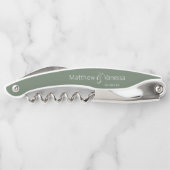 Moderner Minimal Couple's Wedding Date Eukalyptus Kellnermesser (Rückseite)