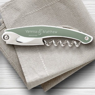Moderner Minimal Couple's Wedding Date Eukalyptus Kellnermesser