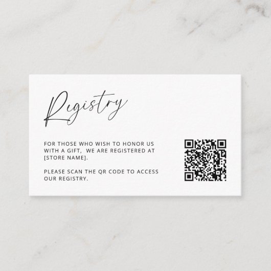 Moderner Minimal-Eheregister QR-Code Begleitkarte (Vorderseite)