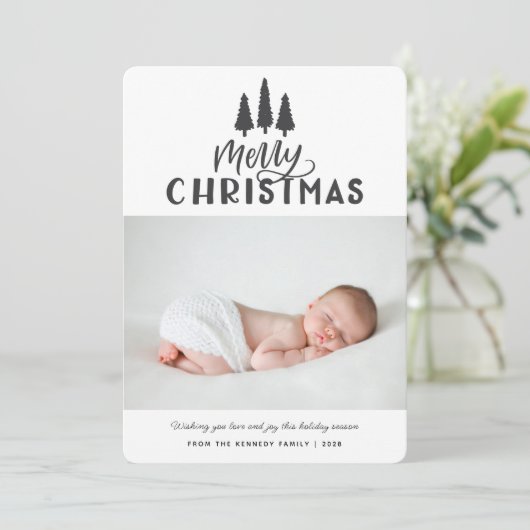 Moderner Minimal Ein Foto Weihnachten Rustikaler U (Stehend Vorderseite)