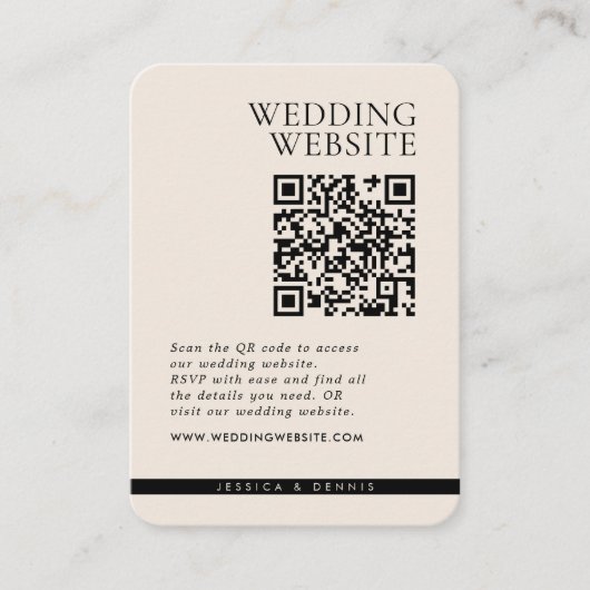 Moderner Minimal Elegant Boho QR Code Hochzeit Begleitkarte (Vorderseite)