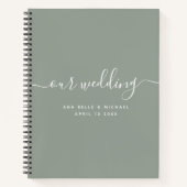 Moderner Minimal Elegante Script Sage Wedding Gues Notizblock (Vorderseite)