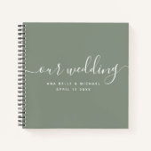 Moderner Minimal Elegante Script Sage Wedding Gues Notizblock (Vorderseite)