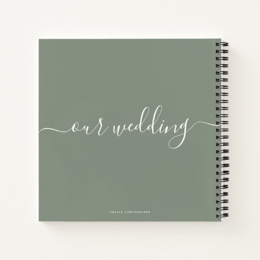 Moderner Minimal Elegante Script Sage Wedding Gues Notizblock (Rückseite)