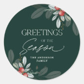 Moderner Minimal Elegante Weihnachtsgrün Runder Aufkleber (Vorderseite)