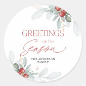 Moderner Minimal Elegante Weihnachtsgrün Runder Aufkleber (Vorderseite)