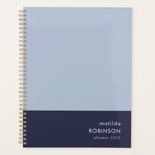 Moderner Minimal-Farbblock Blue Dual Tone 2026 Planer (Vorderseite)