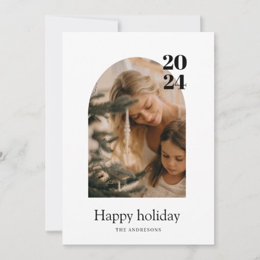 Moderner Minimal Foto Arch Frohe Weihnachten Einladung (Vorderseite)