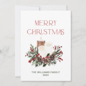 Moderner Minimal frohe Weihnachten Roter Berry Bot (Vorderseite)