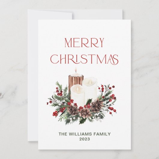 Moderner Minimal frohe Weihnachten Roter Berry Bot (Vorderseite)