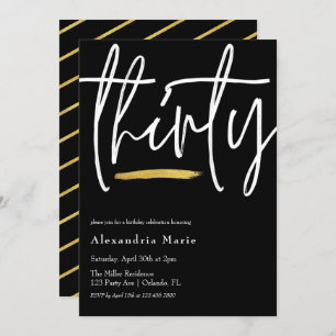 Moderner Minimal Gold Brushhub 30. Geburtstag Einladung