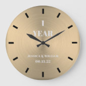 Moderner Minimal Gold-Hochzeitsszenario Große Wanduhr (Vorderseite)