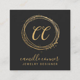 Moderner Minimal Gold Monogram Schmuckdesigner Quadratische Visitenkarte