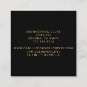 Moderner Minimal Gold Monogram Schmuckdesigner Quadratische Visitenkarte (Rückseite)