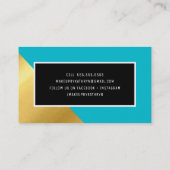 MODERNER MINIMAL Goldene Ecke Türkis blau Visitenkarte (Rückseite)