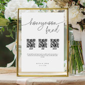 Moderner Minimal-Honeymoon-Fonds Cash QR Code Hoch Sockelschild