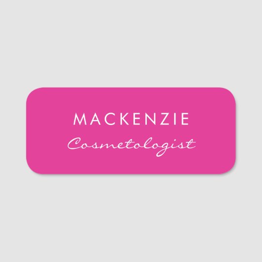 Moderner Minimal Hot Pink Beruflicher Mitarbeiter Namensschild (Vorderseite)
