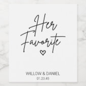 Moderner Minimal ihre Lieblings-Hochzeitswein Gefa Weinetikett (Einzelnes Label)