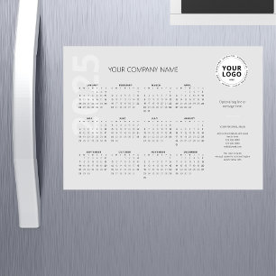 Moderner Minimal Light Gray Business Kalender 2025 Magnetkarte