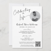 Moderner Minimal-Mahnmal-Beerdigungscode Foto QR Einladung (Vorderseite)