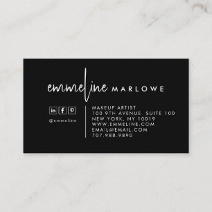 Moderner Minimal Makeup Artist Black Visitenkarte