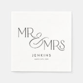 Moderner Minimal Mr. und Mrs. Wedding Serviette (Vorderseite)