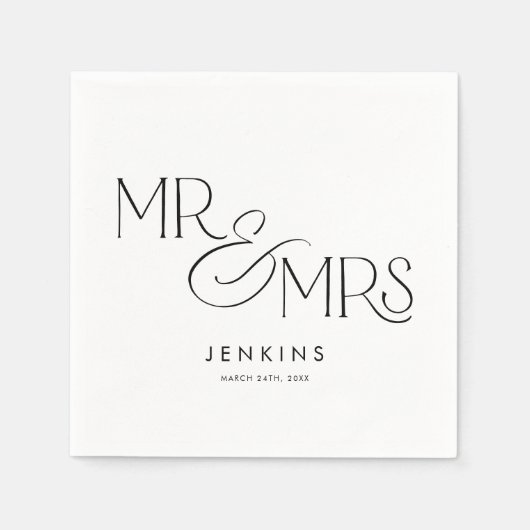 Moderner Minimal Mr. und Mrs. Wedding Serviette (Vorderseite)
