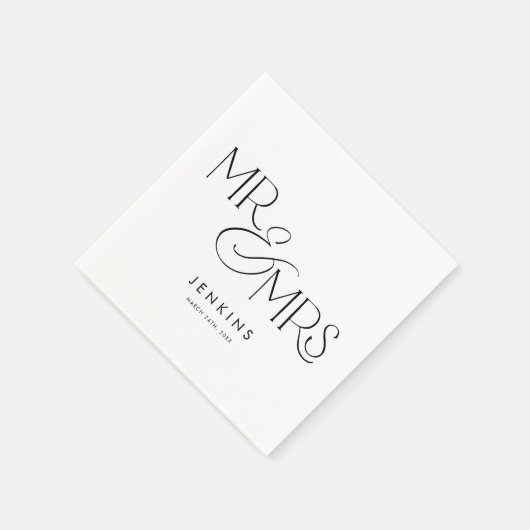 Moderner Minimal Mr. und Mrs. Wedding Serviette (Ecke)