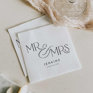 Moderner Minimal Mr. und Mrs. Wedding Serviette