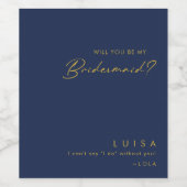Moderner Minimal Navy Blue Gold Bridesmaid Vorschl Weinetikett (Einzelnes Label)