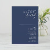 Moderner Minimal Navy Blue Silver Brunch und Bubbl Einladung (Stehend Vorderseite)