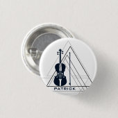 Moderner Minimal Navy Blue & White Violin Designer Button (Vorne & Hinten)