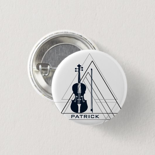 Moderner Minimal Navy Blue & White Violin Designer Button (Vorne & Hinten)