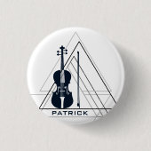 Moderner Minimal Navy Blue & White Violin Designer Button (Vorderseite)