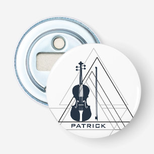 Moderner Minimal Navy Blue & White Violin Designer Flaschenöffner