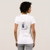 Moderner Minimal Navy Blue & White Violin Designer T-Shirt (Schwarz voll)