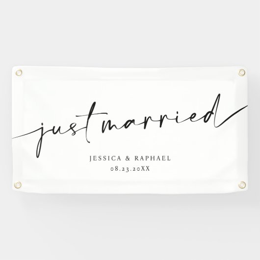 Moderner Minimal nur verheiratet Mr. und Mrs. Wedd Banner (Horizontal)