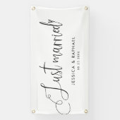 Moderner Minimal nur verheiratet Mr. und Mrs. Wedd Banner (Vertikal)