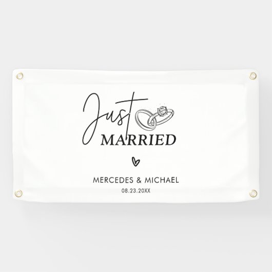 Moderner Minimal nur verheiratet Mr. und Mrs. Wedd Banner (Horizontal)