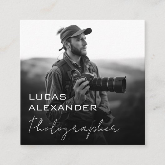 Moderner Minimal- oder Code-Social-Media-Fotograf Quadratische Visitenkarte (Vorderseite)