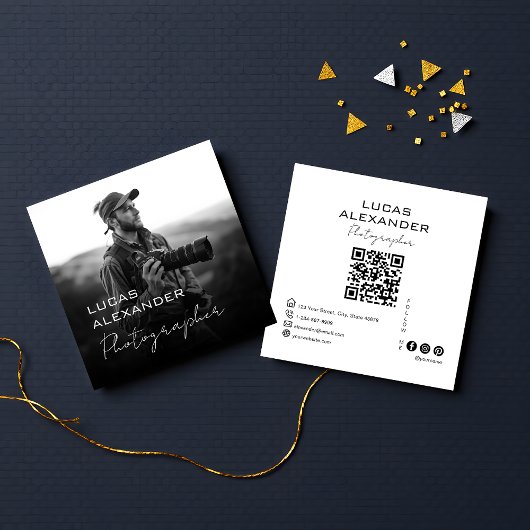 Moderner Minimal- oder Code-Social-Media-Fotograf Quadratische Visitenkarte