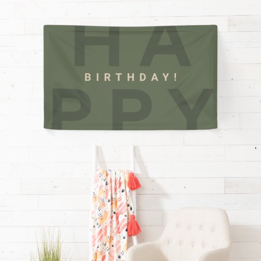 Moderner Minimal Olive Green Geburtstag Banner (Insitu)