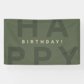 Moderner Minimal Olive Green Geburtstag Banner (Horizontal)