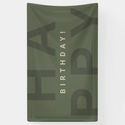Moderner Minimal Olive Green Geburtstag Banner (Vertikal)