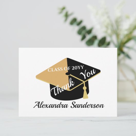 Moderner Minimal personalize School Class Abschlus Dankeskarte (Stehend Vorderseite)