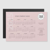 Moderner Minimal Pink Business Calendar 2025 Magnetkarte (Vorne/Hinten)