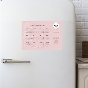 Moderner Minimal Pink Business Calendar 2025 Magnetkarte