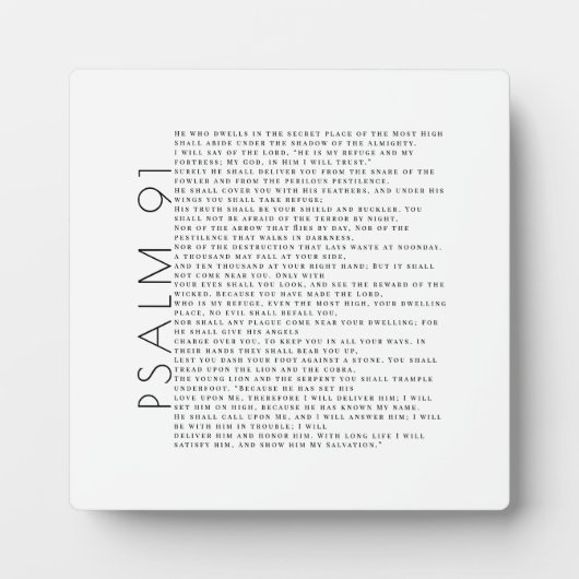 Moderner Minimal Psalm 91 Christlich Fotoplatte (Vorderseite)